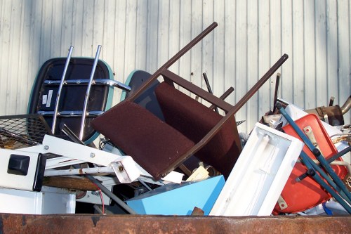 Recycling materials being sorted in a facility